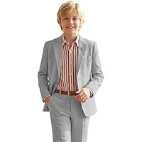 Boys Linen Suits Casual 2 Piece Kids Linen Suits for Boys Beach Wedding Outfit Summer Boy Suit Slim Fit Jacket Pant